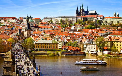 Prague old town with huge visitors