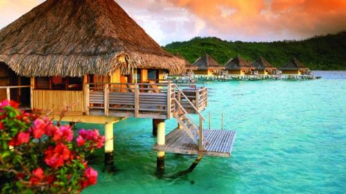 Bora Bora romantic sunset