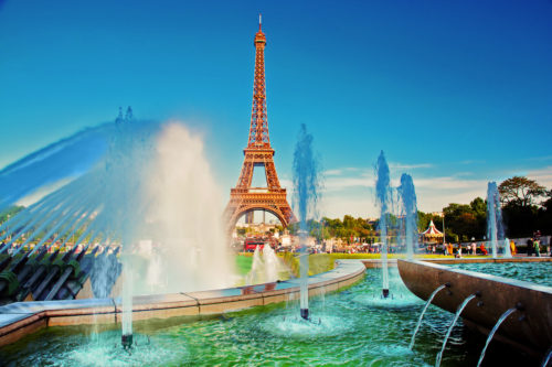 Paris wonderful fountain at summer day