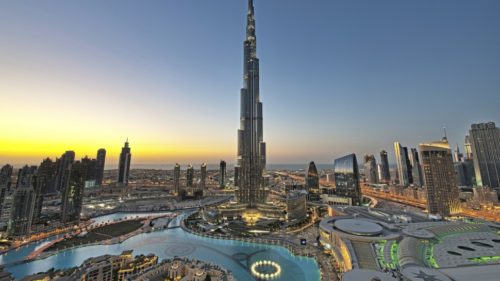 sunset at Burj Khalifa