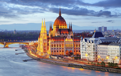 Budapest, hungary parliament at night