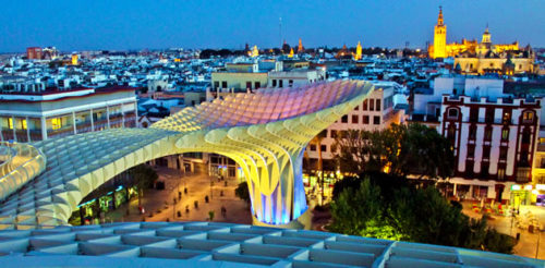 night scenery at seville spain