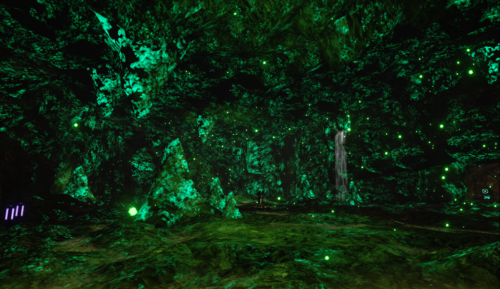 Glow Worm Cave with green light