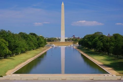 The Washington Monument as seen from the Lincoln Memorial