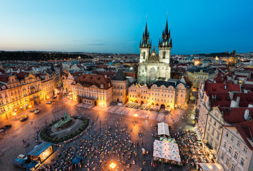 Old town square prague at night